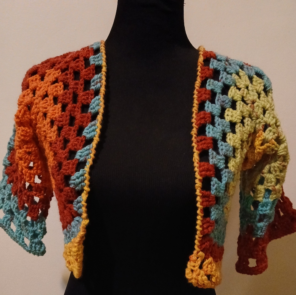 Multicolor Crochet Shrug